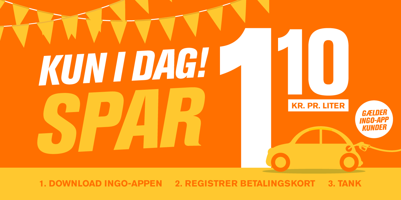 Kun i dag - spar 1,10 kr. med INGO-appen