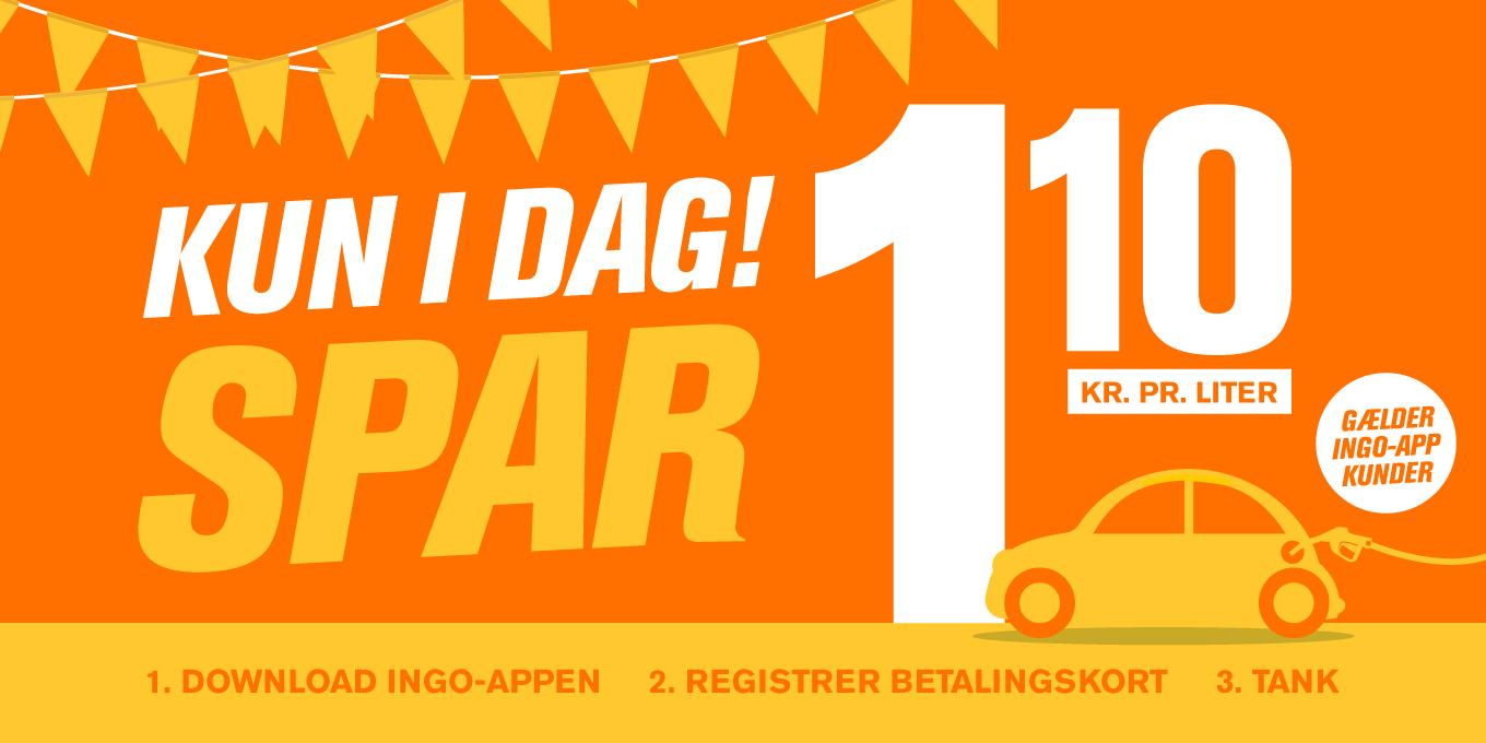Kun i dag! Spar 1,10 kr pr liter
